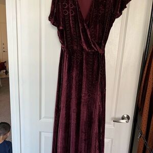 Ralph Lauren Deep Red Velvet Maxi Dress